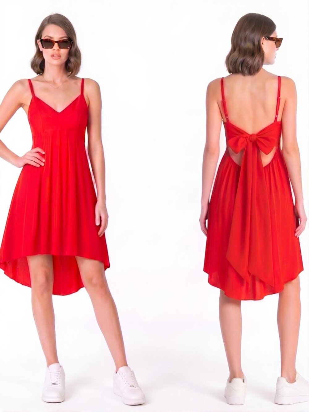 Amanda Uprichard Red Open Tie Back High Low Mini Dress S